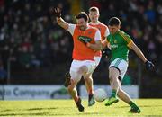 10 February 2019; Shane McEntee of Meath scores a point despite the attention of Aidan Forker of Armagh during the Allianz Football League Division 2 Round 3 match between Meath and Armagh at Páirc Tailteann in Navan, Meath. Photo by Eóin Noonan/Sportsfile