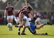 10 February 2019; Jack McCarron of Monaghan in action against Jonathan Duane of Galway during the Allianz Football League Division 1 Round 3 match between Monaghan and Galway at Inniskeen in Monaghan. Photo by Daire Brennan/Sportsfile