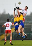 10 February 2019; Brian Kennedy of Tyrone in action against David Murray, left, and Tadhg O'Rourke of Roscommon during the Allianz Football League Division 1 Round 3 match between Roscommon and Tyrone at Dr. Hyde Park in Roscommon. Photo by Seb Daly/Sportsfile