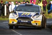 10 February 2019; Alastair Fisher and Gordon Noble in their Ford Fiesta R5 during Stage 6 Colemanstown of the Galway International Rally during Round 1 of the Irish Tarmac Rally Championship in Athenry, Co. Galway. Photo by Philip Fitzpatrick/Sportsfile