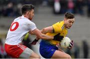10 February 2019; Ultan Harney of Roscommon is tackled by Matthew Donnelly of Tyrone during the Allianz Football League Division 1 Round 3 match between Roscommon and Tyrone at Dr. Hyde Park in Roscommon. Photo by Seb Daly/Sportsfile
