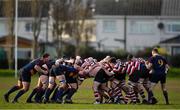 10 February 2019; The packs engage in a scrum during the Bank of Ireland Provincial Towns Cup Round 2 match between Skerries RFC and Enniscorthy RFC at Skerries RFC in Skerries, Dublin. Photo by Brendan Moran/Sportsfile