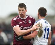 10 February 2019; Gareth Bradshaw of Galway shakes hands with Dermot Malone of Monaghan after the Allianz Football League Division 1 Round 3 match between Monaghan and Galway at Inniskeen in Monaghan. Photo by Daire Brennan/Sportsfile