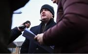 10 February 2019; Trainer Gordon Elliott is interviewed by media following the BoyleSports Grand National Trial Handicap Steeplechase on-board Dounikos at Punchestown Racecourse in Naas, Co. Kildare. Photo by David Fitzgerald/Sportsfile
