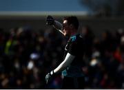 10 February 2019; Rory Beggan of Monaghan shields his eyes from the sun during the Allianz Football League Division 1 Round 3 match between Monaghan and Galway at Inniskeen in Monaghan. Photo by Daire Brennan/Sportsfile