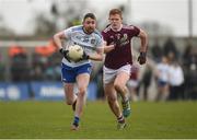 10 February 2019; Owen Duffy of Monaghan in action against Kieran Duggan of Galway during the Allianz Football League Division 1 Round 3 match between Monaghan and Galway at Inniskeen in Monaghan. Photo by Daire Brennan/Sportsfile