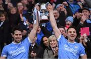 10 February 2019; Oranmore-Maree joint-captains Gearóid McInerney, left, and Niall Burke lift the cup after the AIB GAA Hurling All-Ireland Intermediate Championship Final match between Charleville and Oranmore-Maree at Croke Park in Dublin. Photo by Piaras Ó Mídheach/Sportsfile