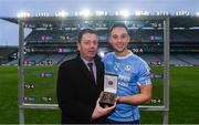 10 February 2019; Eddie Buckley, Head of AIB Bank Dublin South presents Niall Burke of Oranmore-Maree with the Man of the Match award for his outstanding performance in the AIB GAA All-Ireland Intermediate Hurling Club Championship Final match between Charleville and Oranmore-Maree at Croke Park in Dublin on Sunday, February 10th. For exclusive content and behind the scenes action follow AIB GAA on Facebook, Twitter, Instagram, Snapchat and on www.aib.ie/gaa. Photo by Piaras Ó Mídheach/Sportsfile