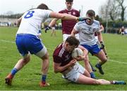 10 February 2019; Thomas Flynn of Galway in action against Darren Hughes, left, and Dermot Malone of Monaghan during the Allianz Football League Division 1 Round 3 match between Monaghan and Galway at Inniskeen in Monaghan. Photo by Daire Brennan/Sportsfile