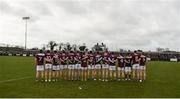 10 February 2019; The Galway team stand together for the national anthem ahead of the Allianz Football League Division 1 Round 3 match between Monaghan and Galway at Inniskeen in Monaghan. Photo by Daire Brennan/Sportsfile