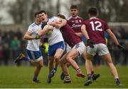 10 February 2019; Barry Kerr of Monaghan in action against Gary O'Donnell of Galway during the Allianz Football League Division 1 Round 3 match between Monaghan and Galway at Inniskeen in Monaghan. Photo by Daire Brennan/Sportsfile