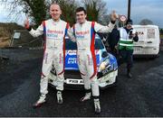 10 February 2019; Craig Breen and Paul Nagle celebrate after winning the Galway International Rally 2019 in their Ford Fiesta R5 during Round 1 of the Irish Tarmac Rally Championship in Athenry, Co. Galway. Photo by Philip Fitzpatrick/Sportsfile