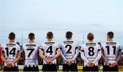 9 February 2019; Dundalk players stand for the national anthem prior to the 2019 President's Cup Final between Cork City and Dundalk at Turners Cross in Cork. Photo by Stephen McCarthy/Sportsfile