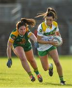 10 February 2019; Amy Gavin Mangan of Offaly is tackled by Shauna Ennis of Meath during the Lidl Ladies Football National League Division 3 Round 2 match between Meath and Offaly at Páirc Tailteann in Navan, Meath. Photo by Eóin Noonan/Sportsfile