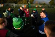 9 February 2019; Gerry O'Riordan speaking players from Dublin and Derry before the final game during the Confederation of Republic of Ireland Supporters Clubs Cup at Leah Victoria Park in Tullamore Town FC, Offaly. Photo by Eóin Noonan/Sportsfile