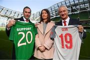 11 February 2019; Sean Cox’s wife Martina with former Liverpool players Jason McAteer, left, and Ian Rush at the launch of the Liverpool Legends v Republic of Ireland XI game at Aviva Stadium. The game, which will be played in Aviva Stadium on Friday, April 12, will act as a fundraising drive for supporter Sean Cox, who continues to recovery following bad injuries sustained ahead of a Liverpool game. Photo by Stephen McCarthy/Sportsfile