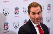 11 February 2019; Former Republic of Ireland and Liverpool player Jason McAteer speaking to media at the launch of the Liverpool Legends v Republic of Ireland XI game at Aviva Stadium. The game, which will be played in Aviva Stadium on Friday, April 12, will act as a fundraising drive for supporter Sean Cox, who continues to recovery following bad injuries sustained ahead of a Liverpool game. Photo by Stephen McCarthy/Sportsfile