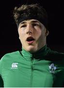 8 February 2019; David McCann of Ireland prior to the U20 Six Nations Rugby Championship match between Scotland and Ireland at Netherdale in Galashiels, Scotland. Photo by Brendan Moran/Sportsfile