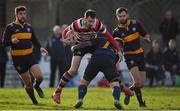 10 February 2019; Ivan Jacob of Ennicorthy is tackled by David Goodman of Skerries during the Bank of Ireland Provincial Towns Cup Round 2 match between Skerries RFC and Enniscorthy RFC at Skerries RFC in Skerries, Dublin. Photo by Brendan Moran/Sportsfile