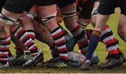 10 February 2019; A general view of a scrum during the Bank of Ireland Provincial Towns Cup Round 2 match between Skerries RFC and Enniscorthy RFC at Skerries RFC in Skerries, Dublin. Photo by Brendan Moran/Sportsfile