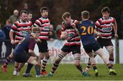 10 February 2019; Tom Ryan of Ennicorthy is tackled by Lorcan Jones of Skerries during the Bank of Ireland Provincial Towns Cup Round 2 match between Skerries RFC and Enniscorthy RFC at Skerries RFC in Skerries, Dublin. Photo by Brendan Moran/Sportsfile