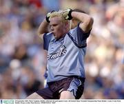 28 September 2003; Mark Vaughan, Dublin, celebrates his goal against Laois. All-Ireland Minor Football Championship Final, Dublin v Laois, Croke Park, Dublin. Picture credit; Matt Browne / SPORTSFILE *EDI*