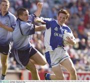 28 September 2003; Peter McNulty, Laois, in action against Aidan Downes, Dublin. All-Ireland Minor Football Championship Final, Dublin v Laois, Croke Park, Dublin. Picture credit; David Maher / SPORTSFILE *EDI*