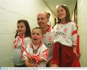 28 September 2003; Tyrone captain Peter Canavan with his children Aine, right, Claire and Darragh after victory over Armagh. Bank of Ireland All-Ireland Senior Football Championship Final, Armagh v Tyrone, Croke Park, Dublin. Picture credit; Brendan Moran / SPORTSFILE