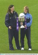 30 September 2003; Mayo Ladies captain Helena Lohan, left, with Dublin captain Martina Farrell pictured at a photocall before Sunday's All Ireland Ladies Senior Football Final at Croke Park where the two teams will meet. Croke Park, Dublin. Picture credit; David Maher / SPORTSFILE *EDI*