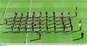 28 September 2003; The Artane Boys Band enetrtain the crowd before the game. Bank of Ireland All-Ireland Senior Football Championship Final, Armagh v Tyrone, Croke Park, Dublin. Picture credit; Ray McManus / SPORTSFILE