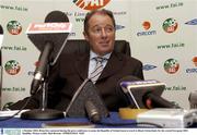2 October 2003; Brian Kerr pictured during the press conference to name the Republic of Ireland team to travel to Basel, Switzerland, for the crucial European 2004 Qualifier. Picture credit; Matt Browne / SPORTSFILE *EDI*
