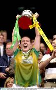5 October 2003; Debbie Lee Fox, Donegal, lifts the cup after victory over Kildare. Ladies TG4 All-Ireland Junior Football Championship Final, Kildare v Donegal, Croke Park, Dublin. Picture credit; Matt Browne / SPORTSFILE *EDI*