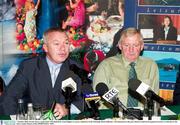 7 October 2003; Former Kerry coach, Páidí Ó Sé, flanked by Liam Higgins at a press conference in the Gleneagle Hotel, Killarney. Ó Sé announced to the press that he would not be going forward for re-selection as the Kerry coach. Picture credit; SPORTSFILE *EDI*
