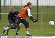 7 October 2003; Republic of Ireland's Damien Duff in action against team-mate Graham Kavanagh during squad training. Malahide Football Club, Malahide, Co. Dublin. Soccer. Picture credit; David Maher / SPORTSFILE *EDI*