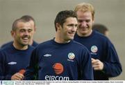 9 October 2003; Robbie Keane pictured with Stephen Carr and Gary Doherty during Republic of Ireland soccer training. Rankhof Stadium, Basel, Switzerland. Picture credit; Matt Browne / SPORTSFILE *EDI*