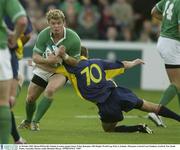 11 October 2003; Brian O'Driscoll, Ireland, in action against Ionut Tofan, Romania. 2003 Rugby World Cup, Pool A, Ireland v Romania, Central Coast Stadium, Gosford, New South Wales, Australia. Picture credit; Brendan Moran / SPORTSFILE *EDI*