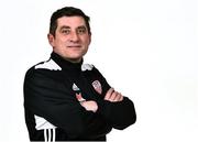 7 February 2019; Manager Declan Devine during Derry City squad portraits at the Ryan McBride Brandywell Stadium in Derry. Photo by Oliver McVeigh/Sportsfile