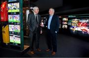 12 February 2019; The GAA, in conjunction with the Broadcasting Authority of Ireland, today launched the GAA Digital Archive at Croke Park providing free access to past GAA matches to internet users around the world. 113 All-Ireland finals since 1961 are included in the archive and provincial finals from 1961 also feature. The new archive also includes All-Ireland club finals since 1989. In all, over 500 football and hurling matches were retrieved from broadcasters and information such as date, result, venue, referee, scorers and teams and substitutions was added. The establishment of the archive, which received financial backing from the BAI, means that for the first time the GAA has a central repository of the majority of finals that were recorded and broadcast over the last six decades. Pictured are former Dublin goalkeeper Paddy Cullen, left, and former Kerry footballer and selector Mikey Sheehy during the launch of the GAA Digital Archive at Croke Park in Dublin. Photo by Brendan Moran/Sportsfile