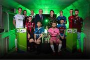 12 February 2019; Áine Plunkett, Lead Marketing Manager with SSE Airtricity, and Fran Gavin, FAI Director of Competitions, with SSE Airtricity League First Division players, from left, Jack Tuite of Cabinteely, Stephen Walsh of Galway United, Dean Zambra of Longford Town, seated, Paul Keegan of Bray Wanderers, Aaron Brilly of Athlone Town, seated, Jack Doherty of Wexford FC, seated, Conor Kane of Drogheda United, seated, Shaun Kelly of Limerick FC, Luke Byrne of Shelbourne and Nathan West of Cobh Ramblers during the launch of the 2019 SSE Airtricity League season at the Aviva Stadium, Lansdowne Road in Dublin. Photo by Stephen McCarthy/Sportsfile