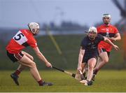 12 February 2019; Aaron Maddock of Dublin City University Dóchas Éireann in action against Chris O'Leary of Universty College Cork during the Electric Ireland Fitzgibbon Cup Semi-Final match between University College Cork and DCU Dóchas Éireann at the WIT Sports Campus in Carriganore, Waterford. Photo by Harry Murphy/Sportsfile