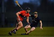 12 February 2019; Paddy O'Loughlin of UCC in action against James Bergin of DCU Dóchas Éireann during the Electric Ireland Fitzgibbon Cup Semi-Final match between University College Cork and DCU Dóchas Éireann at the WIT Sports Campus in Carriganore, Waterford. Photo by Harry Murphy/Sportsfile