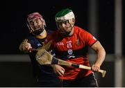 12 February 2019; Shane Kingston of UCC in action against Paudie Foley of DCU Dóchas Éireann during the Electric Ireland Fitzgibbon Cup Semi-Final match between University College Cork and DCU Dóchas Éireann at the WIT Sports Campus in Carriganore, Waterford. Photo by Harry Murphy/Sportsfile