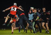 12 February 2019; Chris O'Leary of UCC is congratulated by team-mates at the full-time whistle following the Electric Ireland Fitzgibbon Cup Semi-Final match between University College Cork and DCU Dóchas Éireann at the WIT Sports Campus in Carriganore, Waterford. Photo by Harry Murphy/Sportsfile