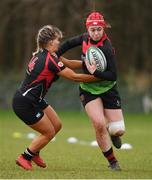 13 February 2019; Natasha Behan of IT Carlow is tackled by Lisa O'Connell of UCC during the Kay Bowen Women’s Senior 7s match between IT Carlow and UCC at MU Barnhall RFC in Leixlip, Kildare. Photo by Piaras Ó Mídheach/Sportsfile