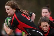 13 February 2019; Ciara Cunningham of UCC is tackled by Megan Kenny of IT Carlow during the Kay Bowen Women’s Senior 7s match between IT Carlow and UCC at MU Barnhall RFC in Leixlip, Kildare. Photo by Piaras Ó Mídheach/Sportsfile