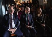 13 February 2019; Alan Esslemont, centre, Director General of TG4, with Uachtaráin Cumann Lúthchleas Gael John Horan and former Cork camogie and football player Rena Buckley in attendance at the Laochra Gael Launch at the Dean Hotel in Dublin. Photo by Matt Browne/Sportsfile