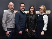 13 February 2019; Former Limerick hurler Andrew O'Shaughnessy, second from left, with his wife Eimear, second from right, brother Bryan and sister-in-law Avril in attendance at the Laochra Gael Launch at the Dean Hotel in Dublin. Photo by Matt Browne/Sportsfile