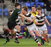 13 February 2019; John Meagher of Belvedere College is tackled by Mark Moynihan of Newbridge College during the Bank of Ireland Leinster Schools Senior Cup Round 2 match between Belvedere College and Newbridge College at Energia Park in Donnybrook, Dublin.  Photo by Eóin Noonan/Sportsfile