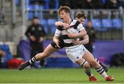 13 February 2019; John Meagher of Belvedere College is tackled by David O'Sullivan of Newbridge College during the Bank of Ireland Leinster Schools Senior Cup Round 2 match between Belvedere College and Newbridge College at Energia Park in Donnybrook, Dublin.  Photo by Eóin Noonan/Sportsfile