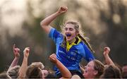 13 February 2019; Anna Doyle of DCU is held aloft by her team-mates after winning the Kay Bowen Women’s Senior Cup Final match between UCD and DCU at MU Barnhall RFC in Leixlip, Kildare. Photo by Piaras Ó Mídheach/Sportsfile